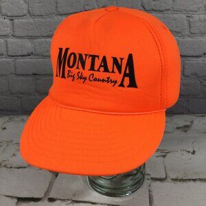 Montana Big Sky Country Hat Snapback Vintage Foam Neon Orange Trucker Hunter Cap